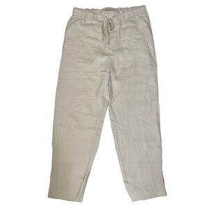 Mango Tan Drawstring Waistband Linen Pants